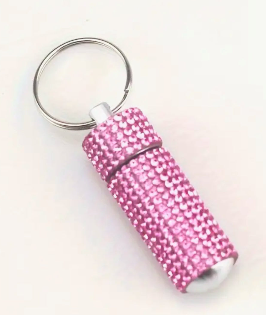Porte-clés à compartiment unique en diamant rose vif