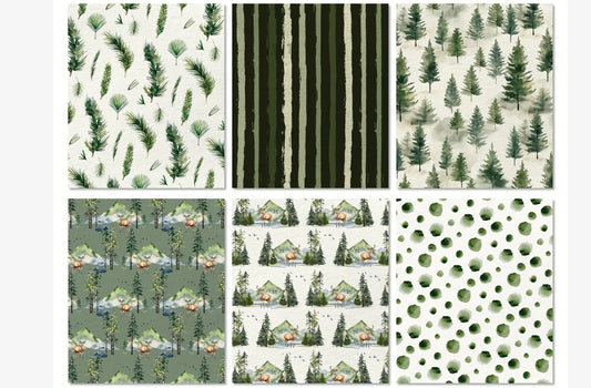 Green Wrapping paper (6 designs)