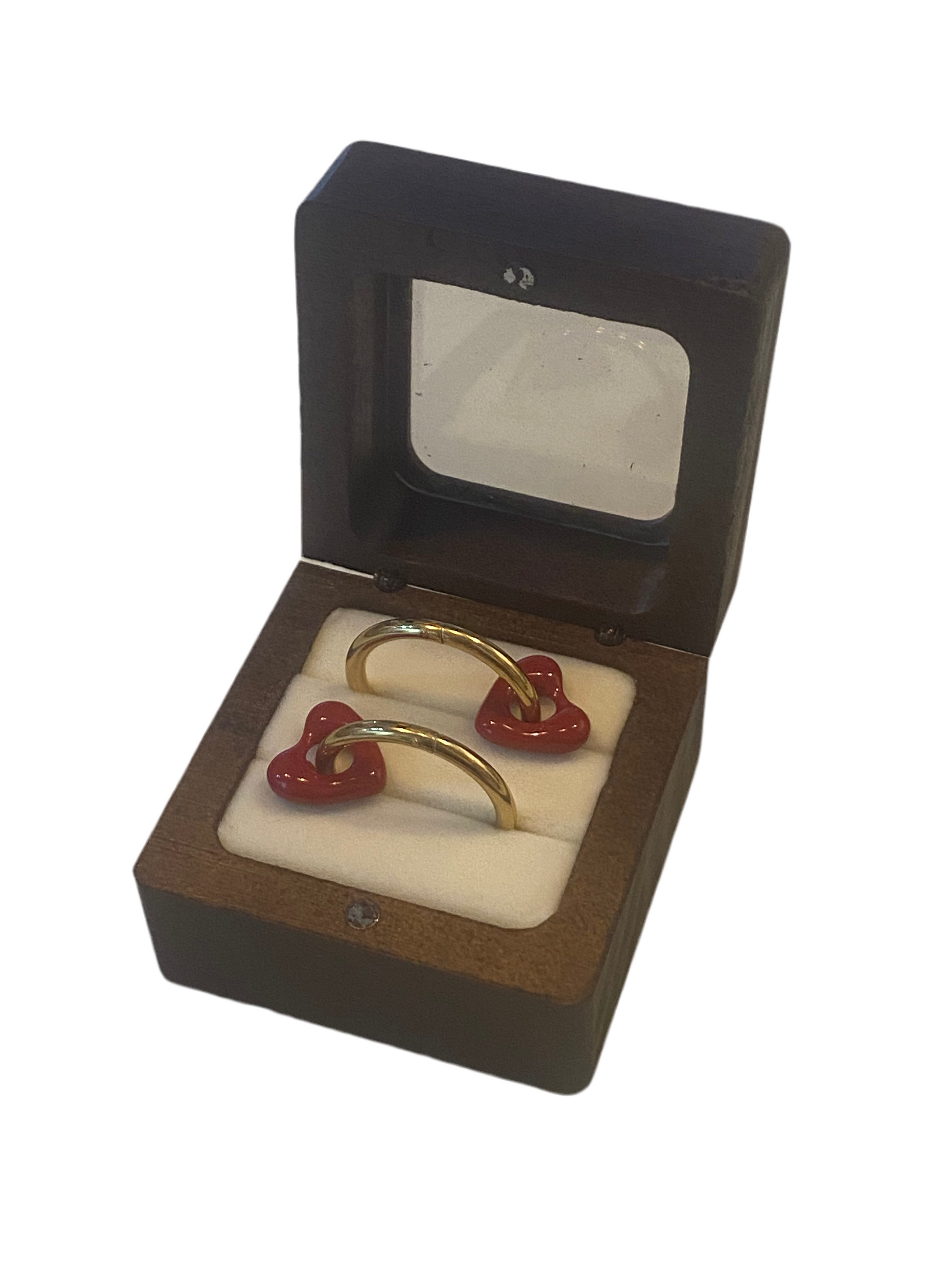 Stainless Steel Red Heart Earrings in Gift Box