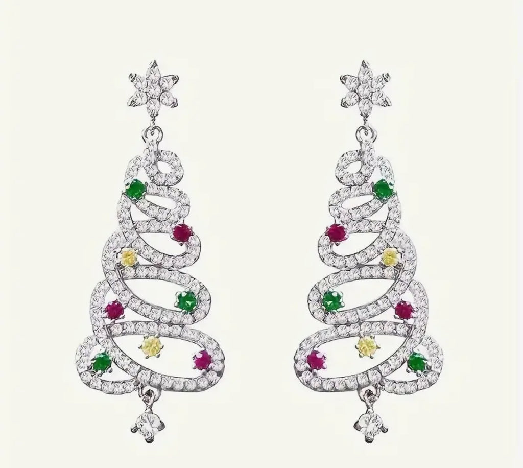 Boucles d'oreilles à tige en forme de sapin de Noël