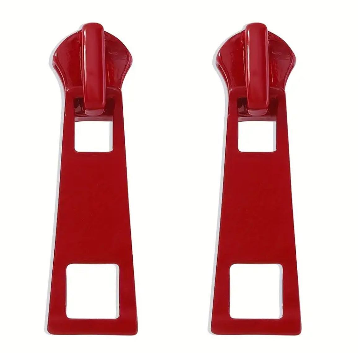 Boucles d'oreilles à tige carrées rouges zippées