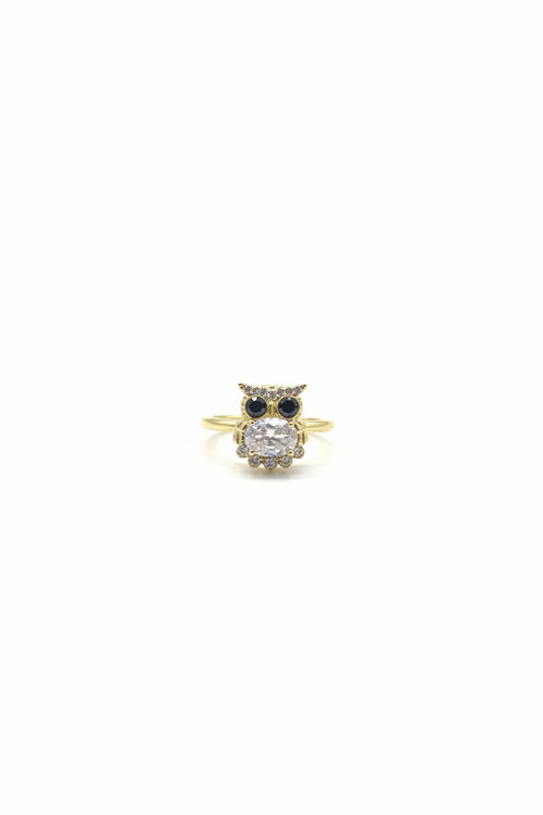 Owl Zirconia gold ring