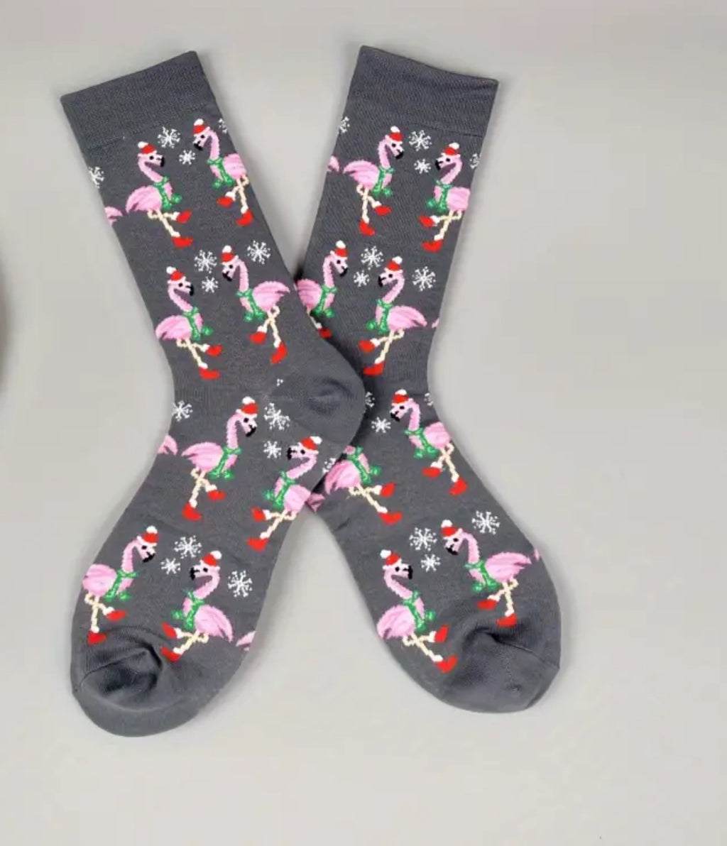 Chaussettes de Noël flamant rose