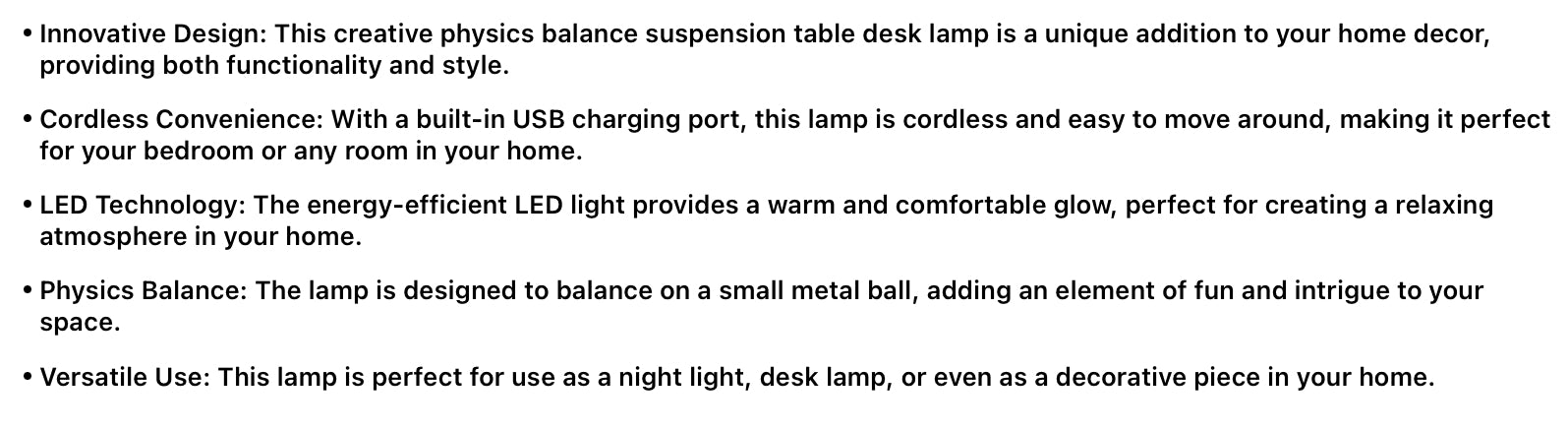 Lampe de bureau suspendue, veilleuse sans fil et chargeur de téléphone