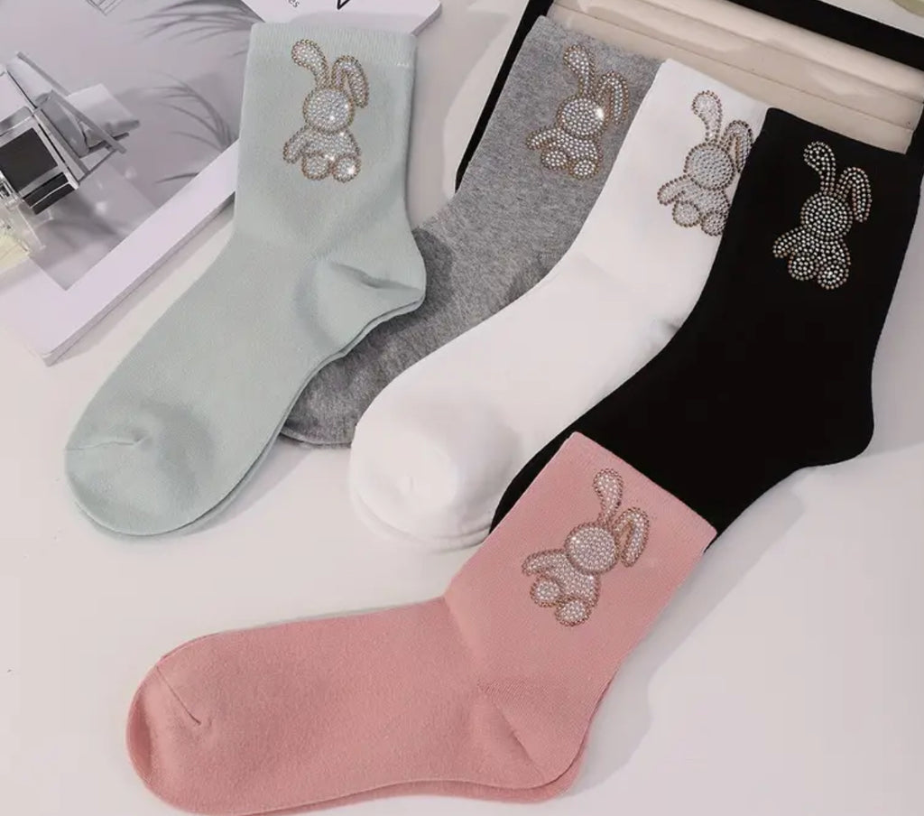 Chaussettes lapin en strass (5 couleurs)