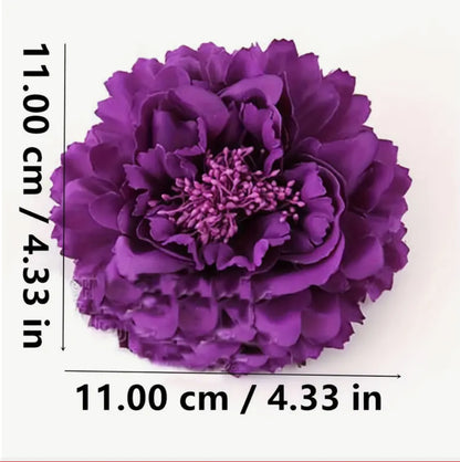 Purple Fabric Flower Brooch or Hair Clip