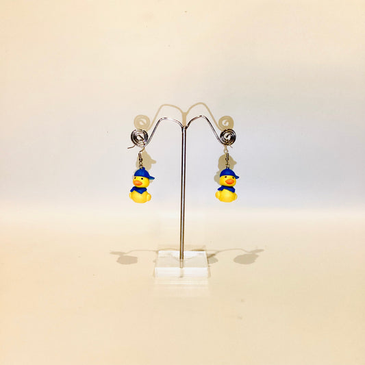 Yellow duck silver earrings