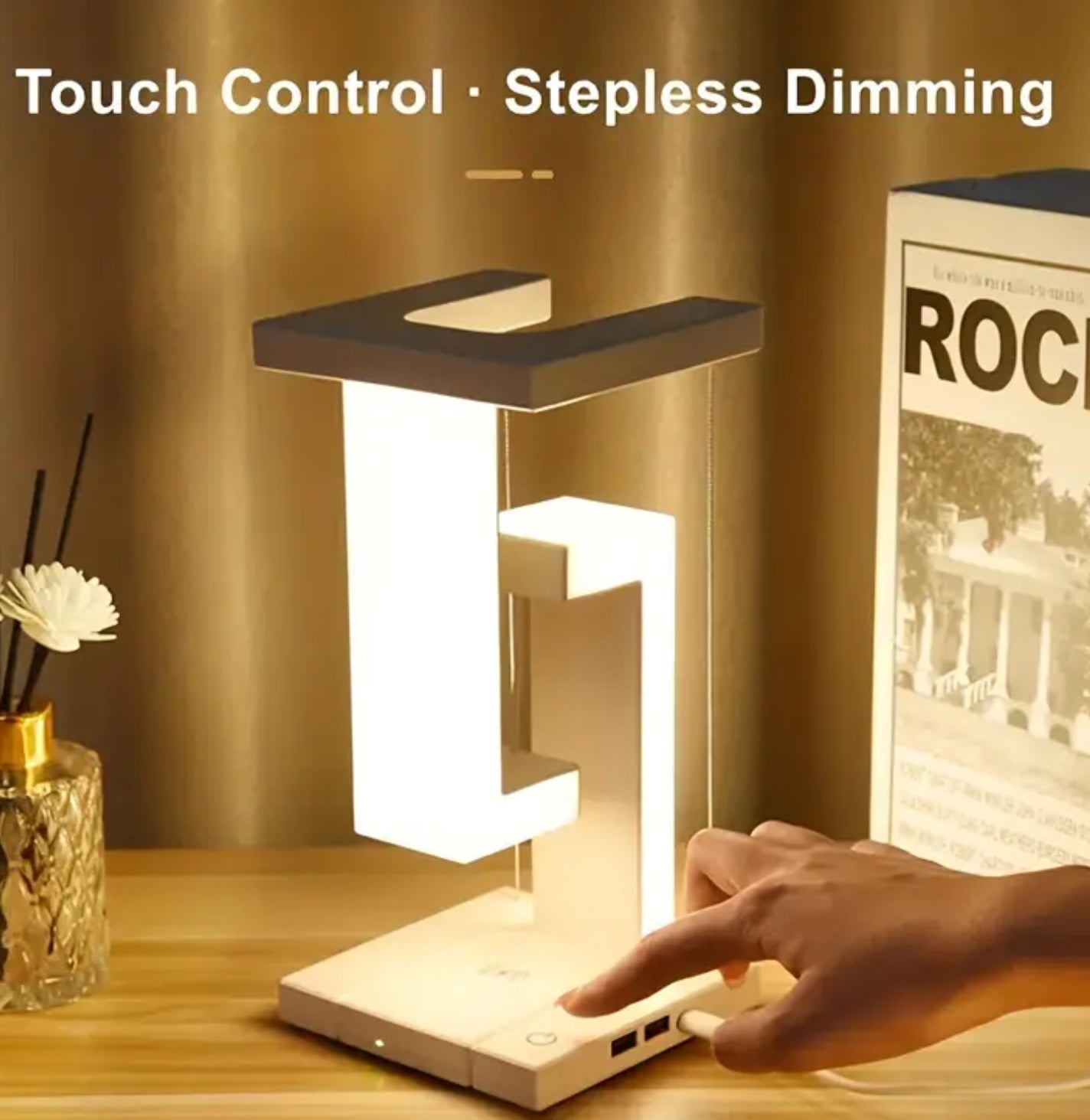 Lampe de bureau suspendue, veilleuse sans fil et chargeur de téléphone