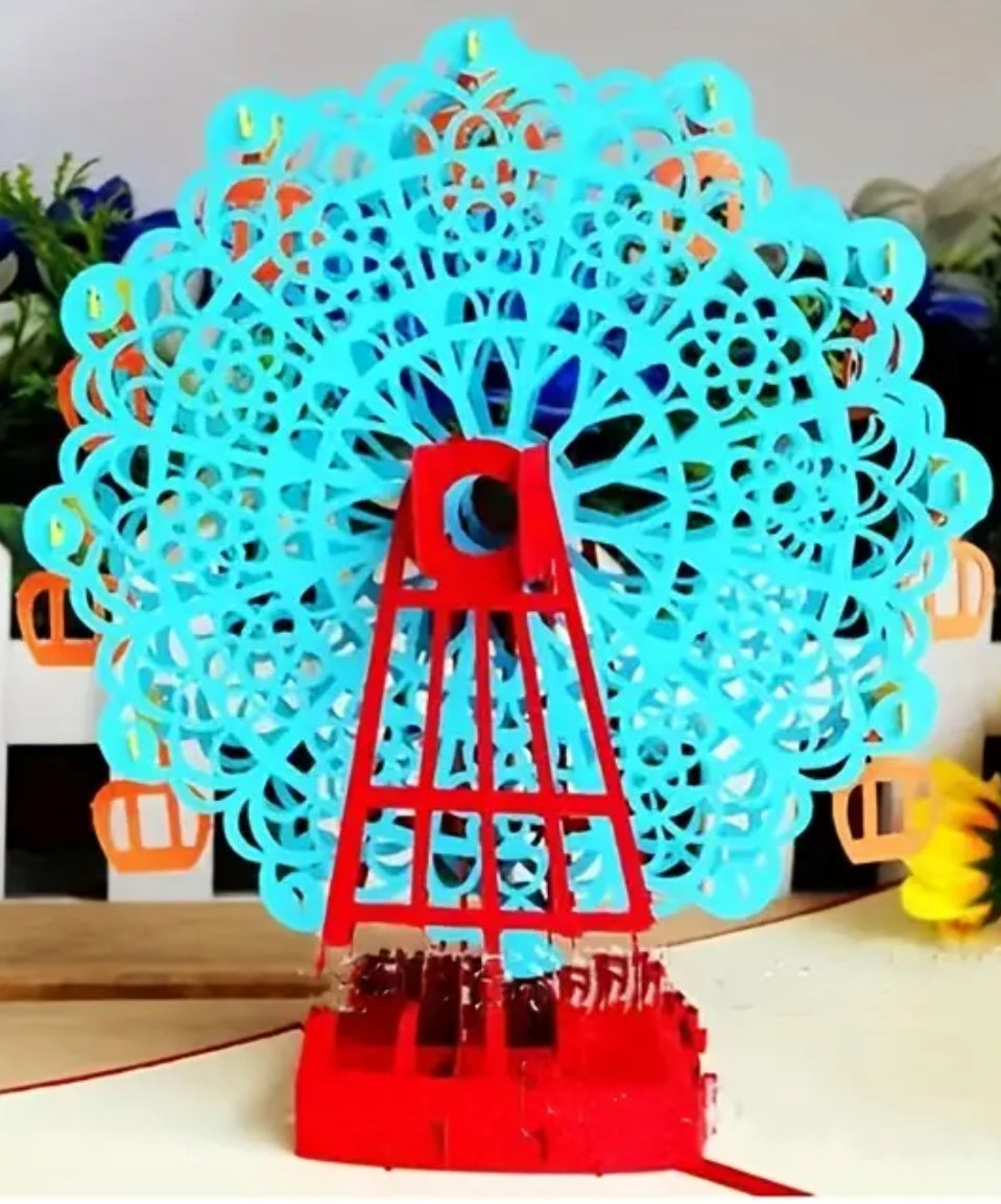 3D Pop-Up Greeting Card - Ferris Wheel (Blue)