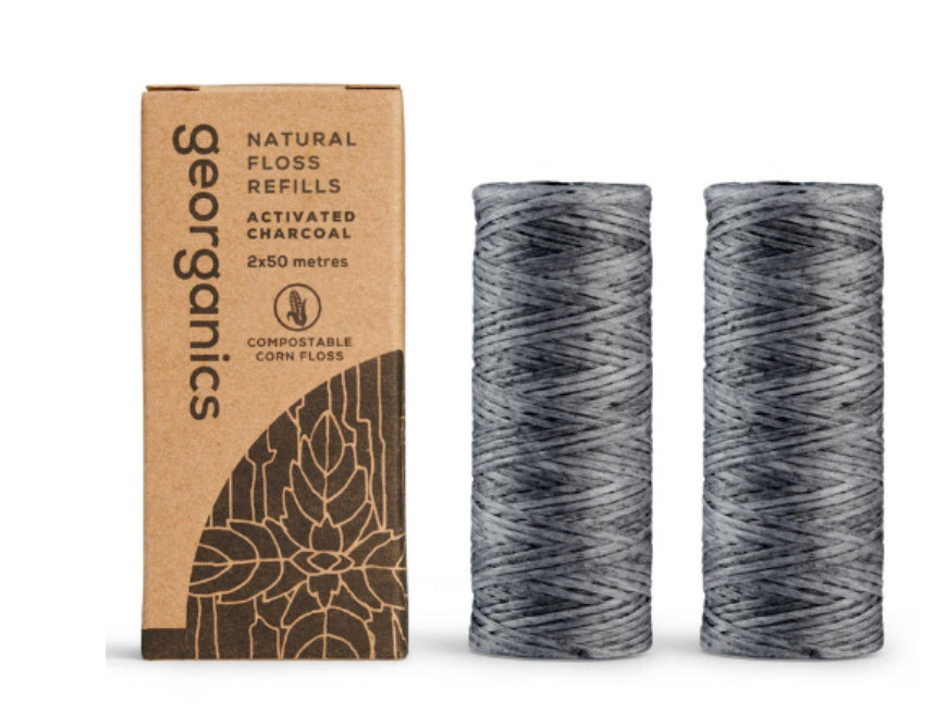 Organic dental floss refills activated charcoal.               (2X 50metres)