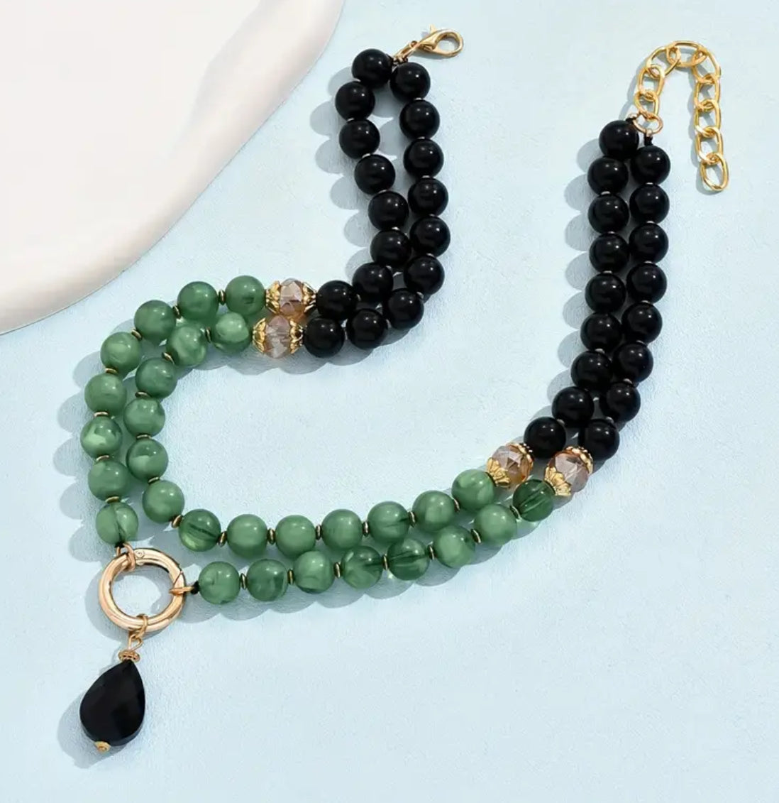 Green bead necklace