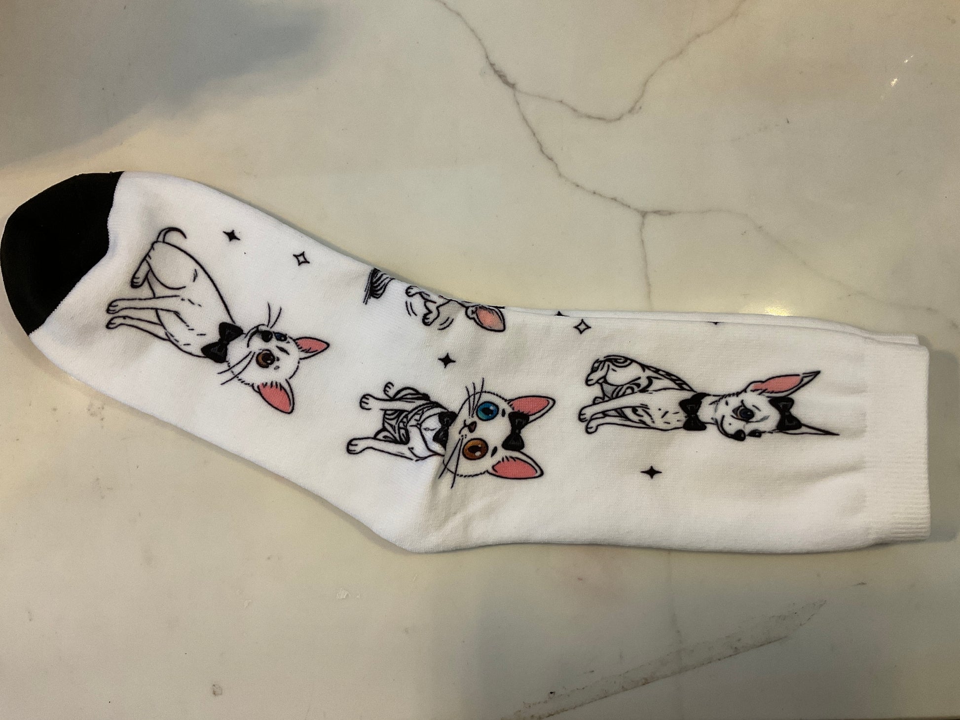 White anime cat and dog socks
