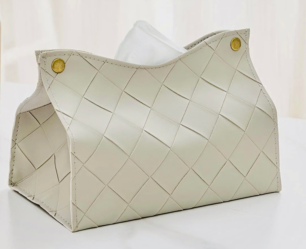 Porte-boîte à mouchoirs tissé (noir ou blanc)