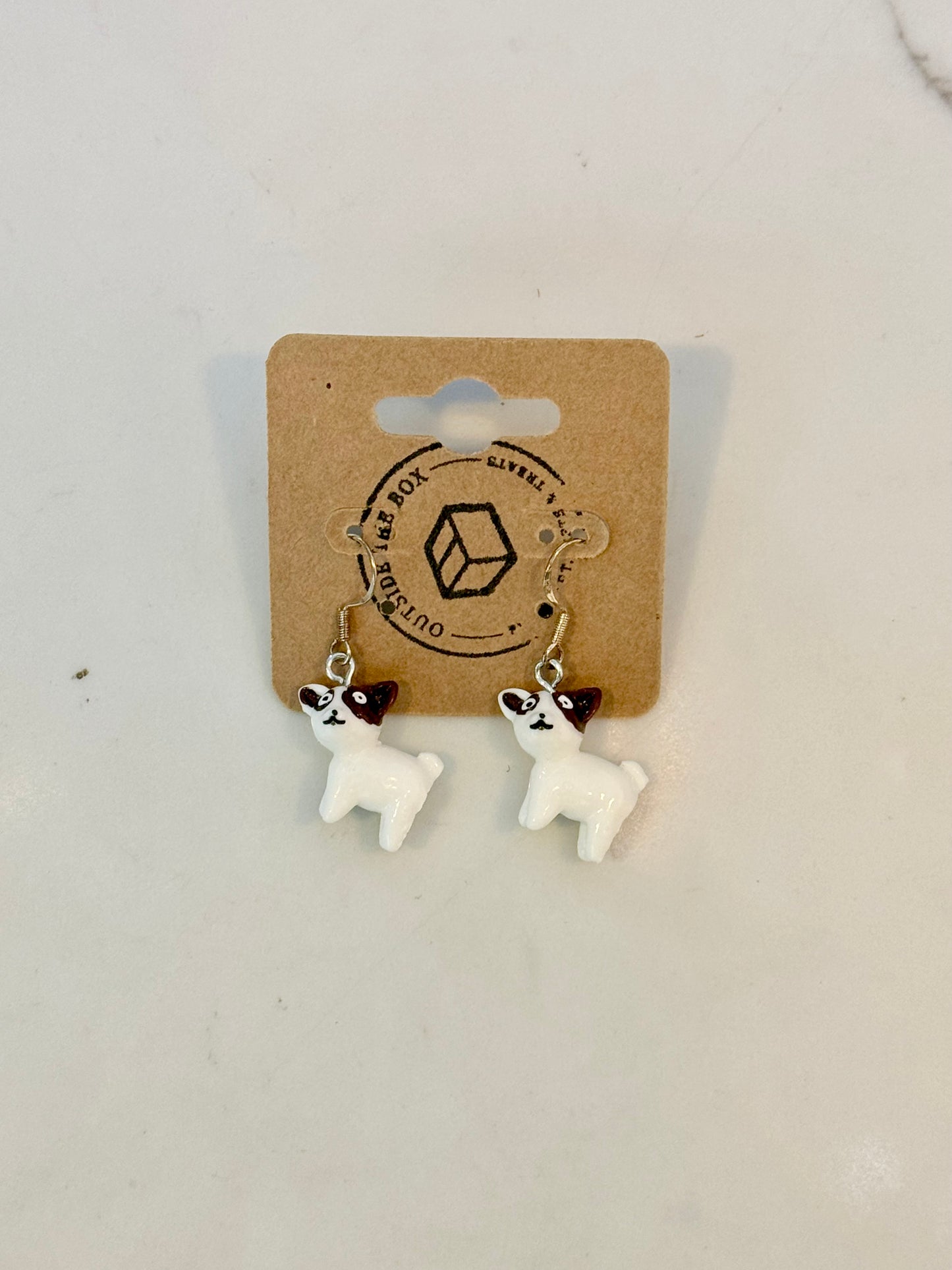 Resin dog sterling silver earrings