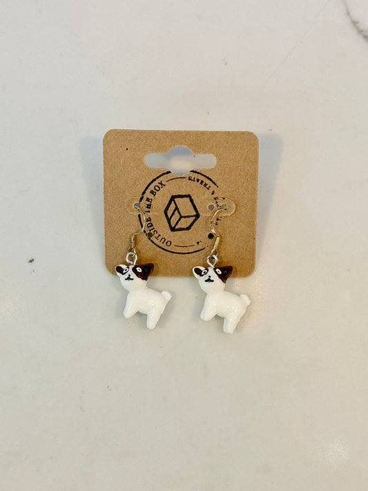 Resin dog sterling silver earrings