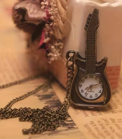 Guitar watch pendant necklace