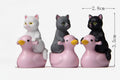 Miniature Cat on Pink Duck Figurine
