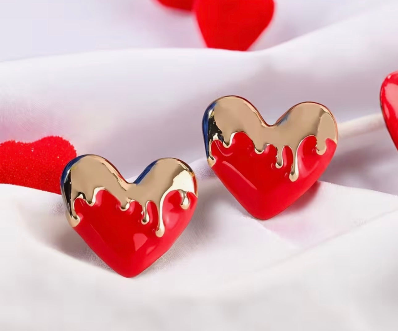 Two-Tone Melted Heart Earrings