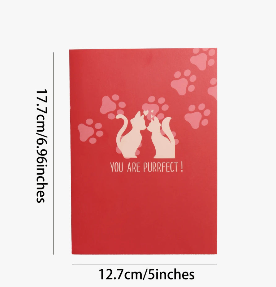 Valentine’s Cats 3D Greeting Card