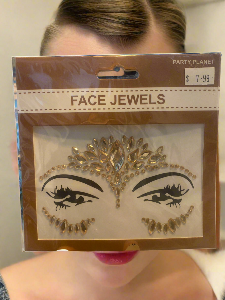 GOLD AND SILVER CRYSTAL FACE JEWELS