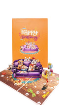 Dogs on Sofa Pop-Up Birthday Card