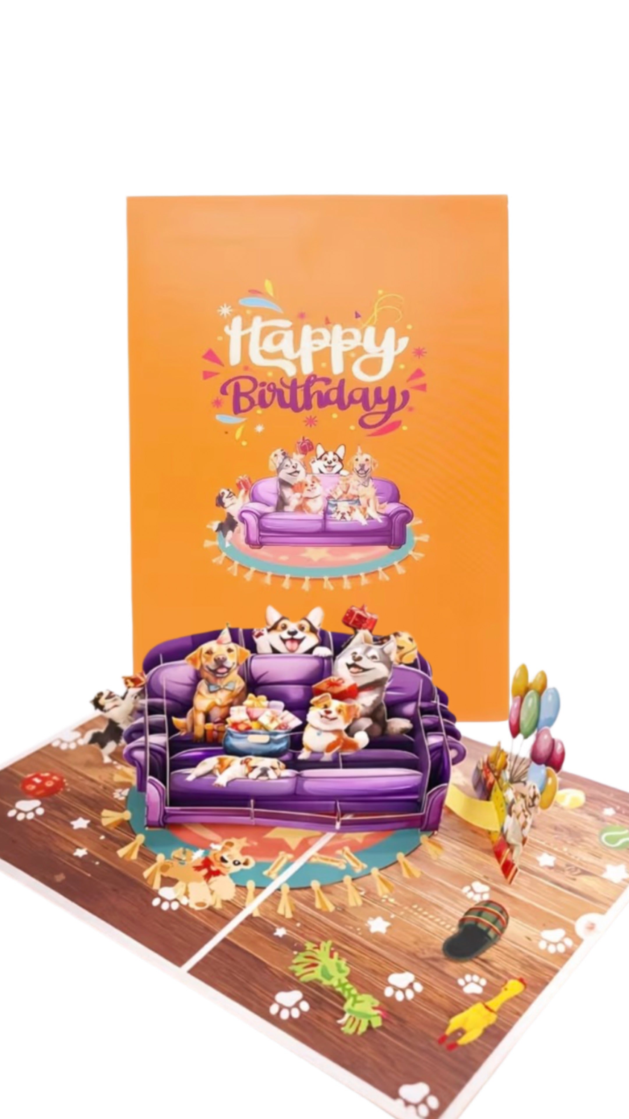 Dogs on Sofa Pop-Up Birthday Card