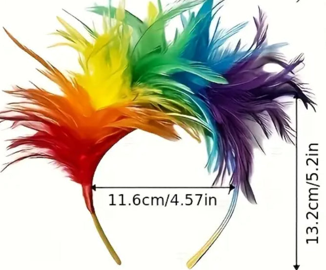 Serre-tête à plumes arc-en-ciel