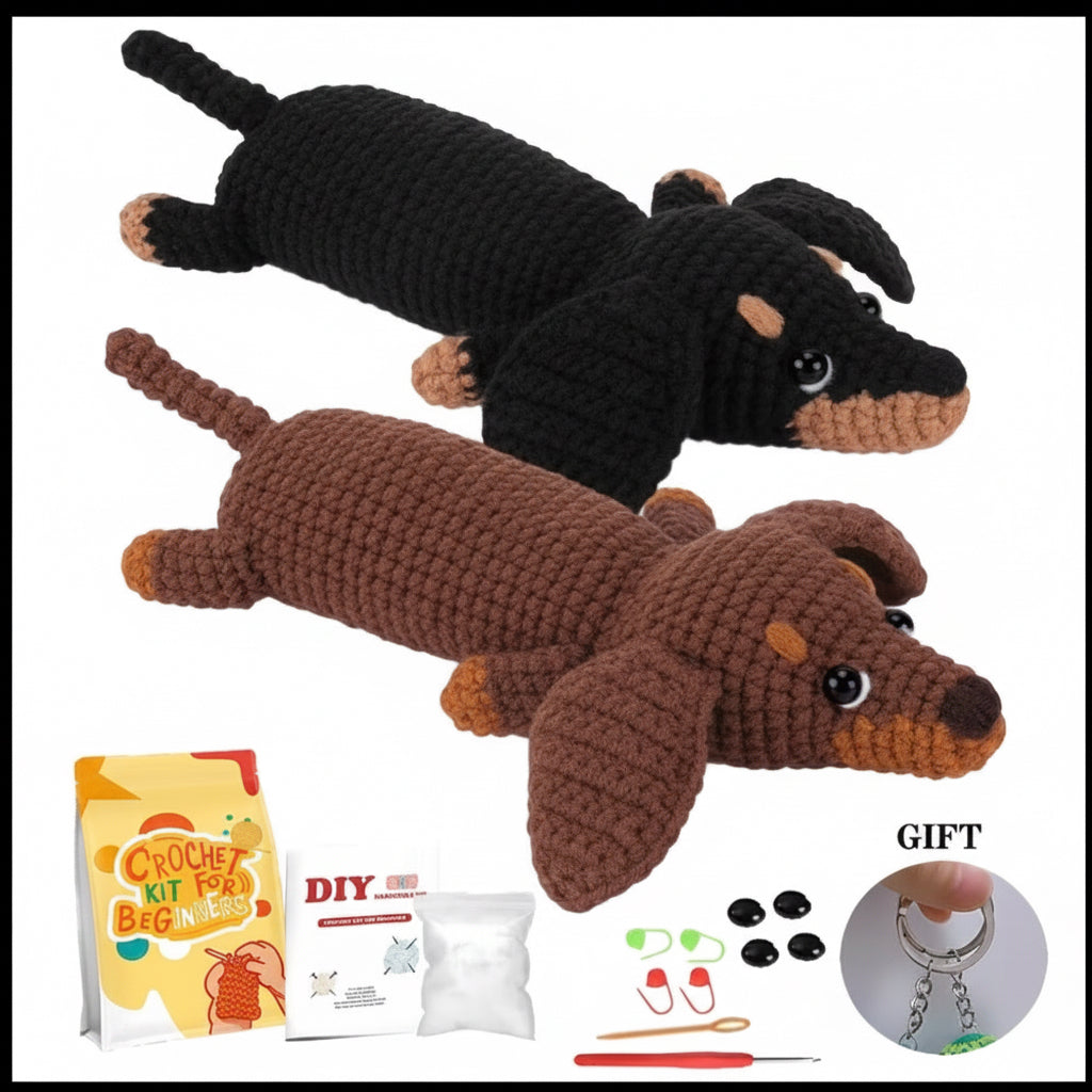 2x Dachshunds Crochet Starter Kit