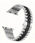 Bracelet Apple Watch en acier inoxydable argenté et noir 42, 44, 45, 49 mm
