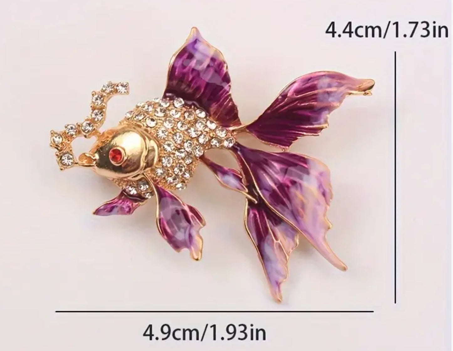 Purple Diamond gold fish brooch