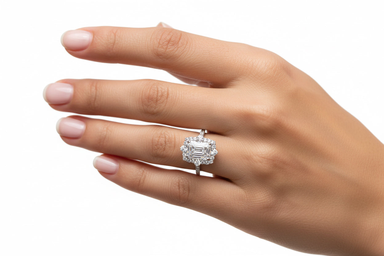 Large Zirconia Sterling Silver Ring