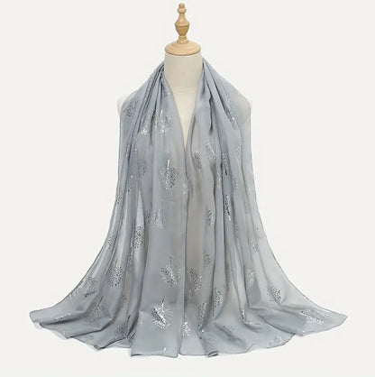 Evening grey scarf with silver trees