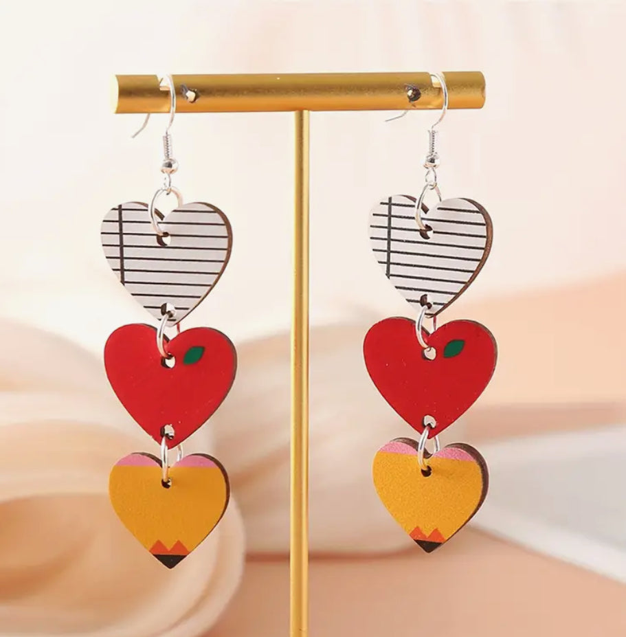 Wooden Hearts Earrings