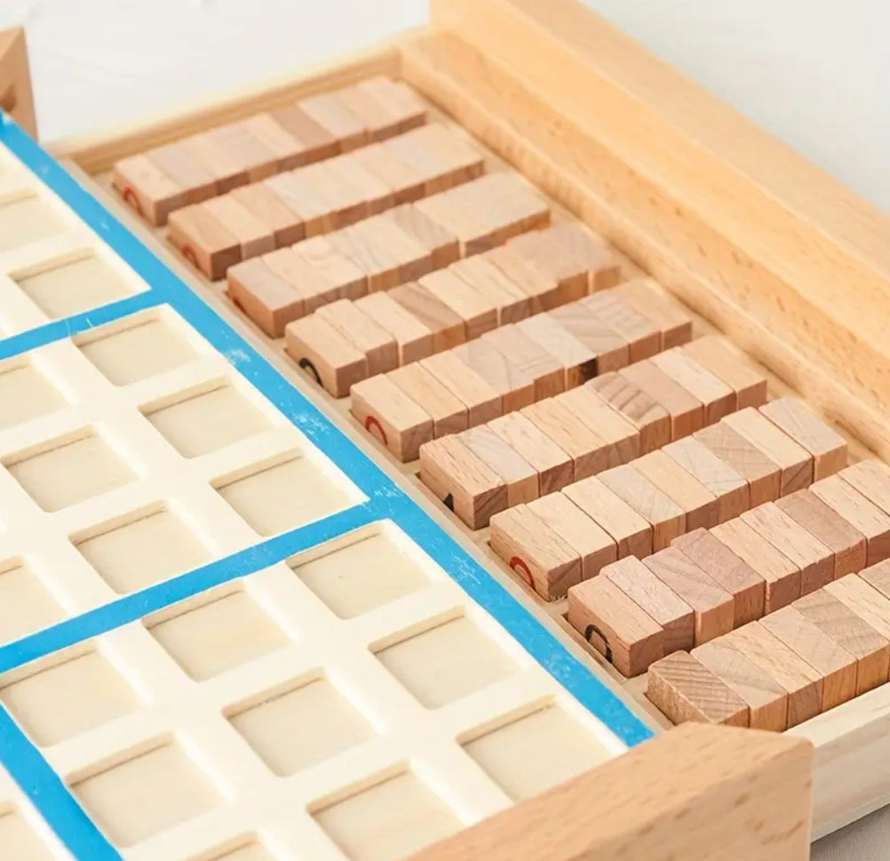 Sudoku wooden puzzle board with drawer