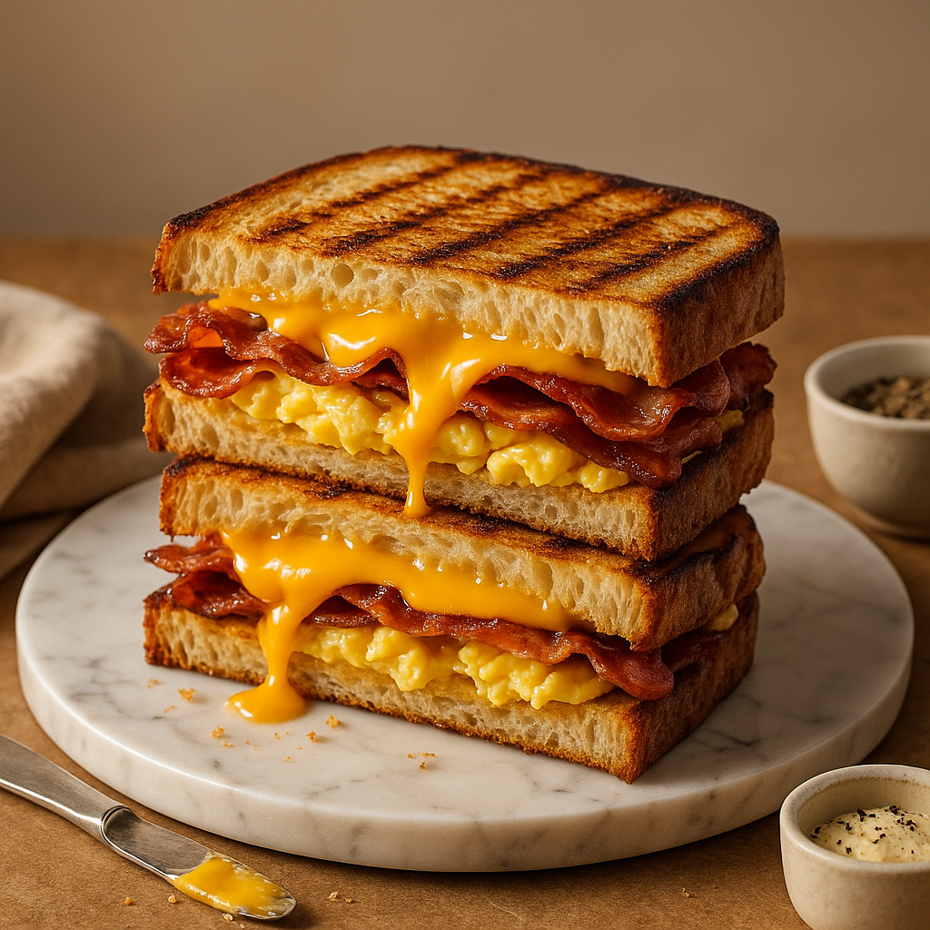 Toast au bacon, aux œufs et au fromage