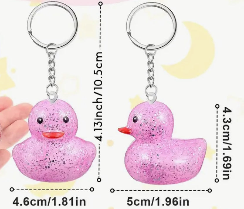 Porte-clés canard en caoutchouc pailleté