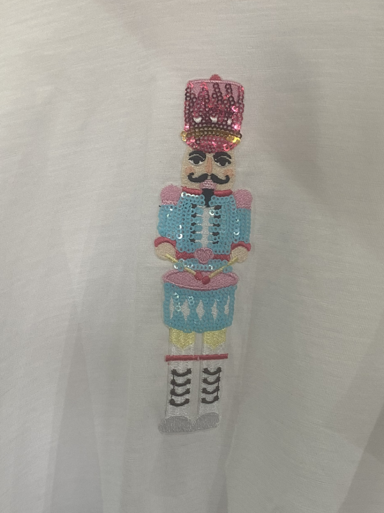 T-shirt Casse-Noisette bleu en coton blanc