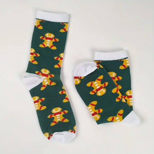 Green gingerbread man socks