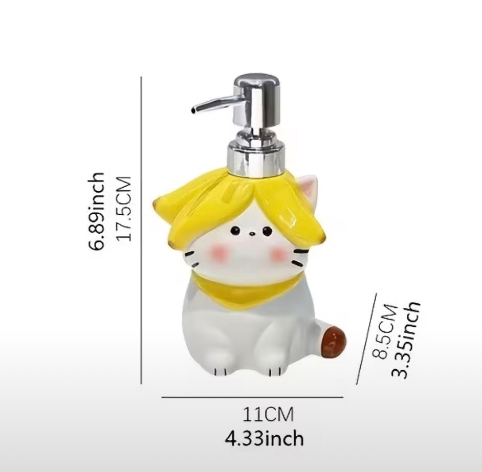 Cat with Banana Skin Soap Dispenser