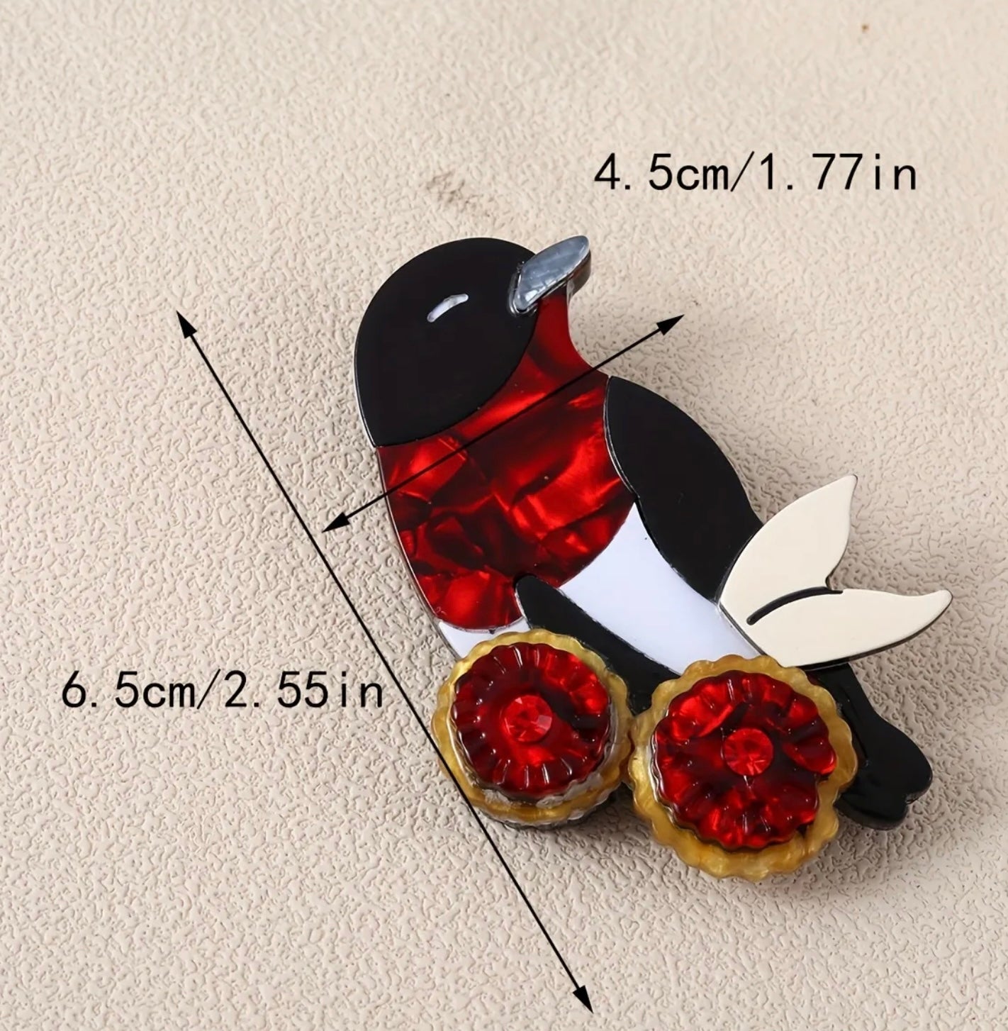 Broche oiseau rouge-gorge