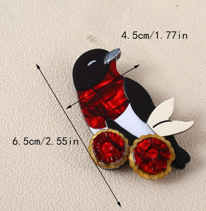 Red Robin Bird Brooch