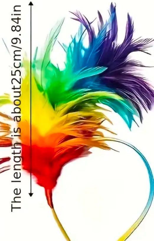 Serre-tête à plumes arc-en-ciel