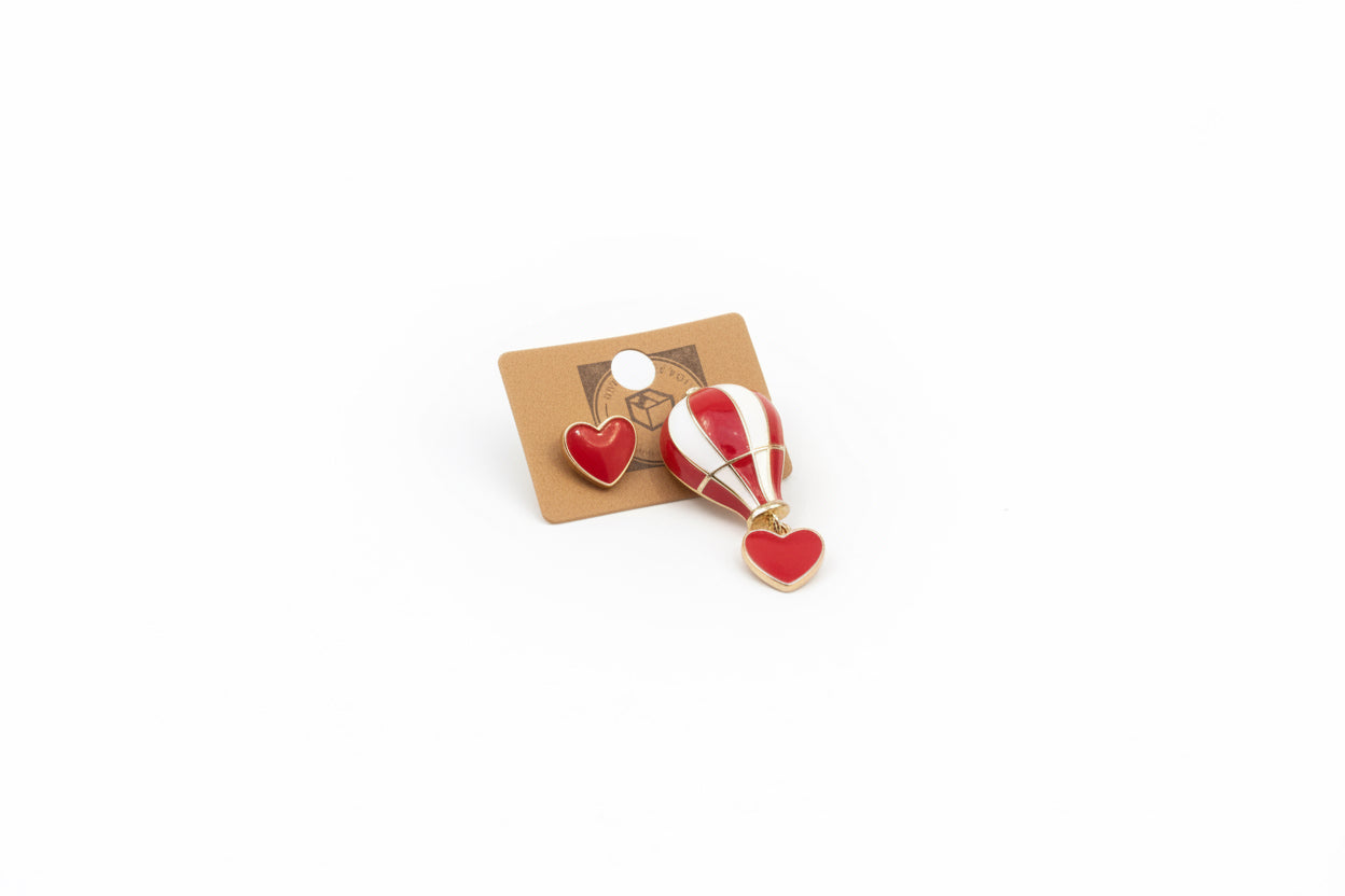 Hot Air Balloon Heart Earring