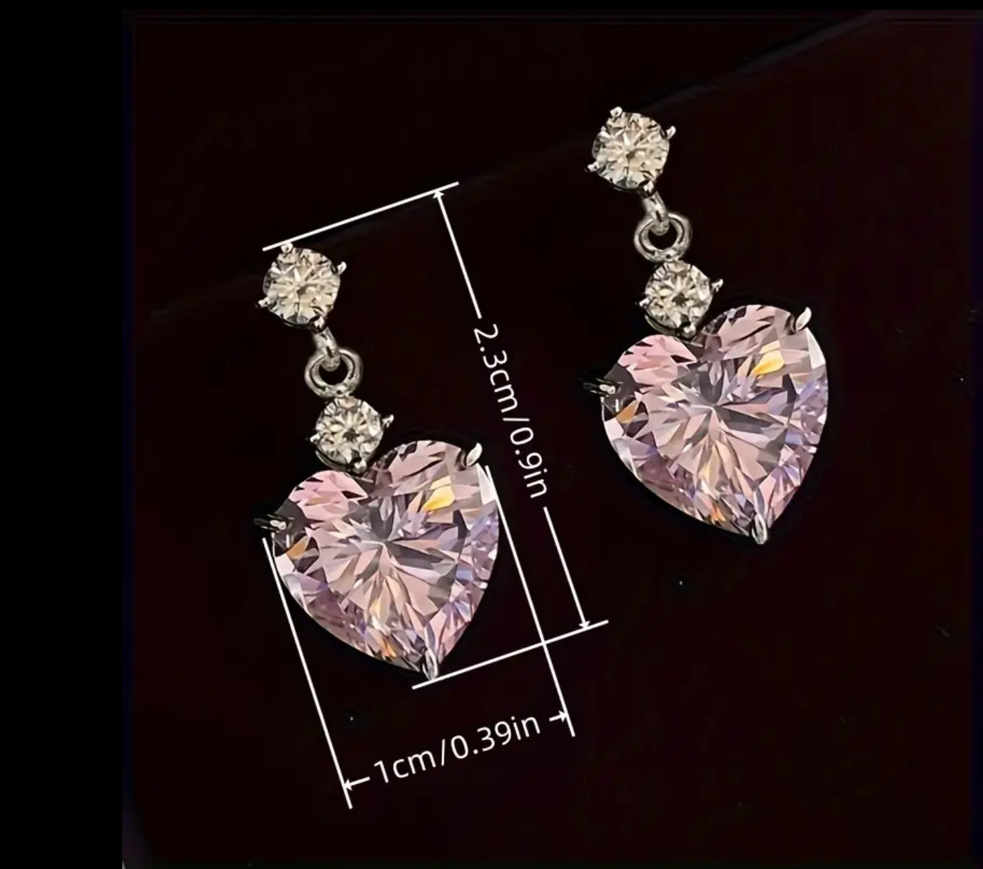 Boucles d'oreilles cœur en pierres précieuses plaquées argent