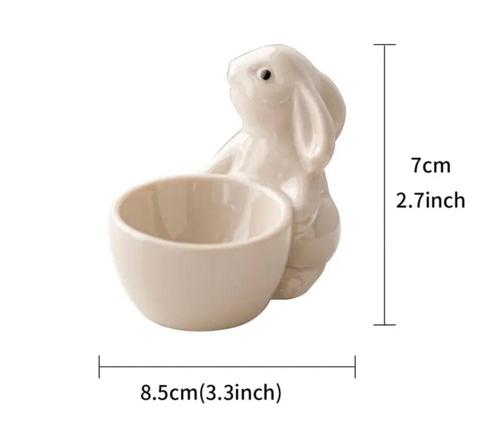 Coquetier en céramique en forme de lapin