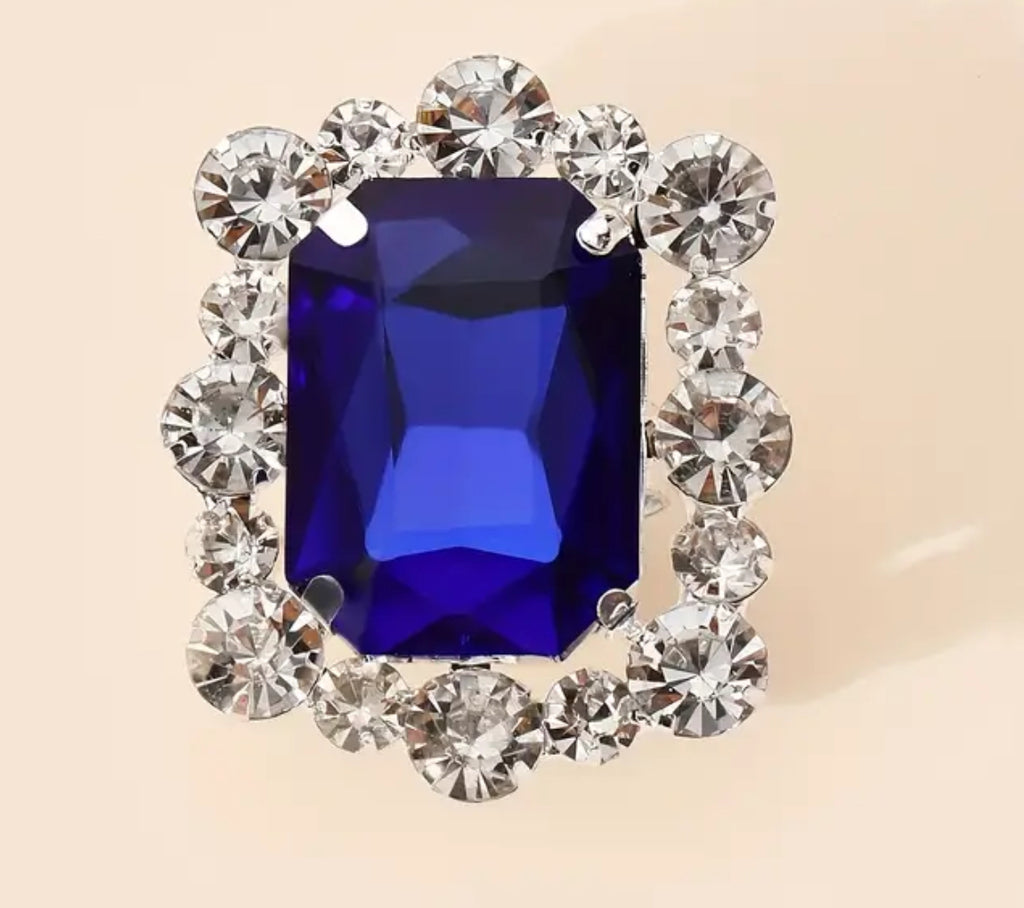 Bague en zircone bleue plaquée argent