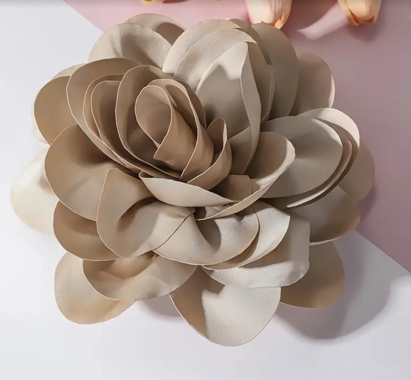 Beige Large Flower Brooch or Clip