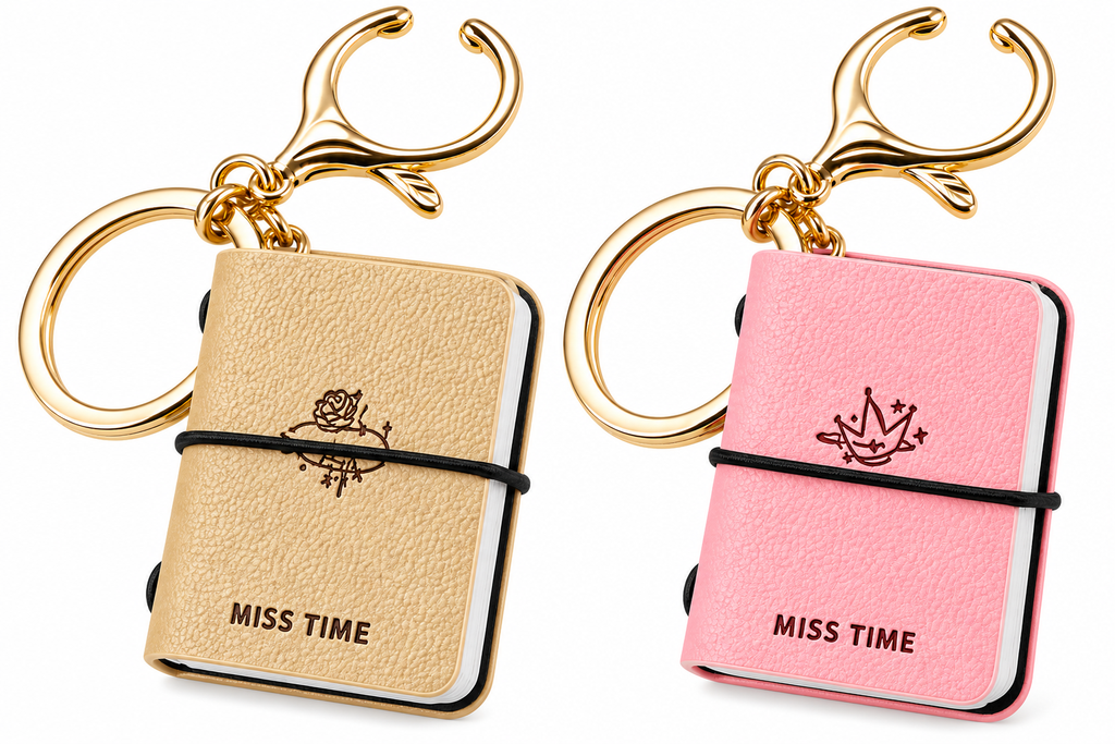 Mini PU Leather Keychain Notebook – Pink or Beige