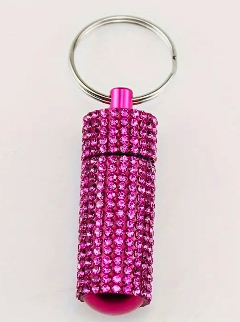 Purple Diamonte single compartment keychain