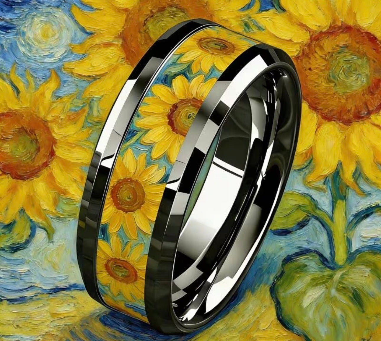 Stainless Steel Sunflowers Ring ( Silver)